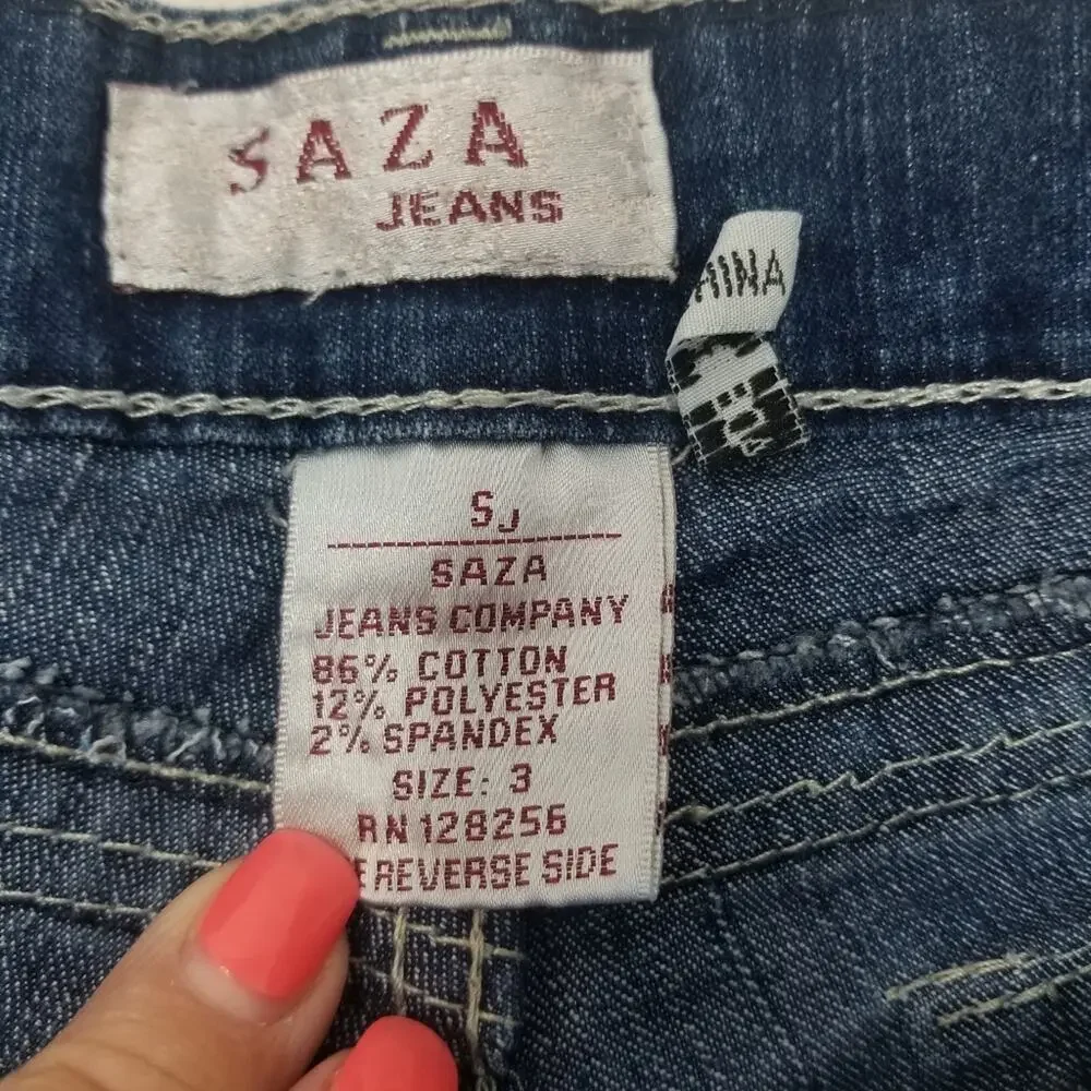 Saza Denim Shorts Short Shorts Low Rise Cutoffs ‎ Hipster Juniors Size 3